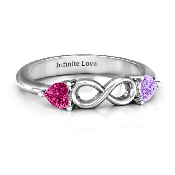 Sterling Silver Two Hearts Infinity Ring Eternity Band
