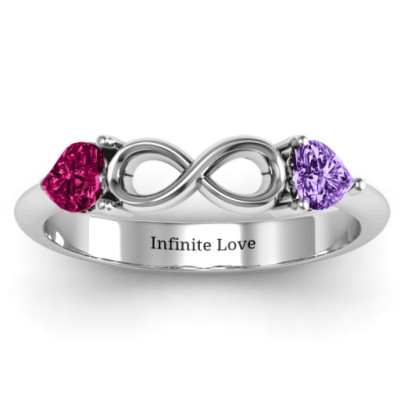 Sterling Silver Two Hearts Infinity Ring Eternity Band