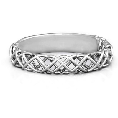 Sterling Silver Woven in Love Ring - By The Name Necklace;