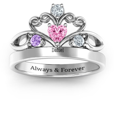 Sparkling Sterling Silver Tale of True Love Tiara Ring