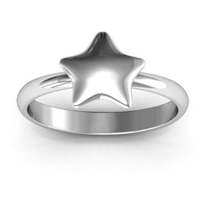Silver Star Accent Ring - Women's Stylish Jewellery