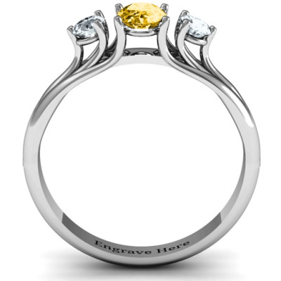 Three Stone Oval Gemstone Engagement Ring