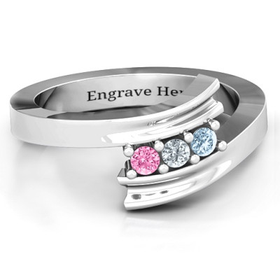 Stunning Three Stone Bypass Engagement Ring