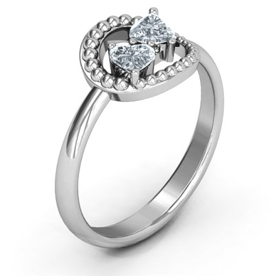 Women's 925 Sterling Silver Engraved Heart Design Promise Ring