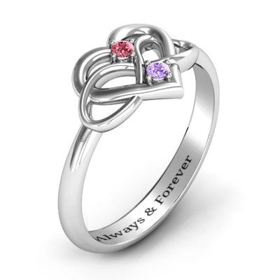 Engraved Two-Stone Ring for Unconditional Love