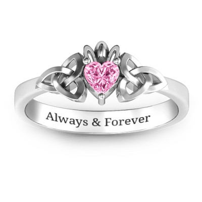 Sterling Silver Trinity Knot Heart Crown Ring