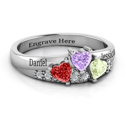 Tripartite Heart Gemstone Ring with Accents  - By The Name Necklace;