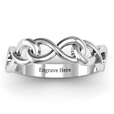 Women's 925 Sterling Silver Tri-Color Intertwined Infinity Ring