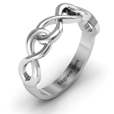 Women's 925 Sterling Silver Tri-Color Intertwined Infinity Ring