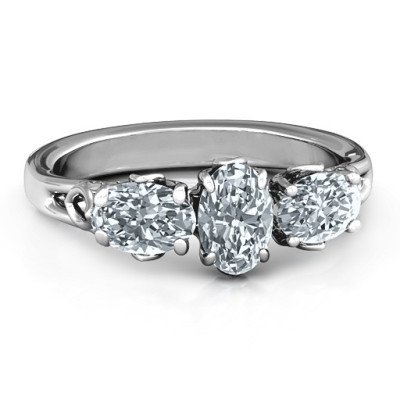 3-Stone Oval Cut Diamond Engagement Ring