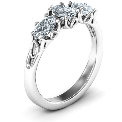 3-Stone Oval Cut Diamond Engagement Ring