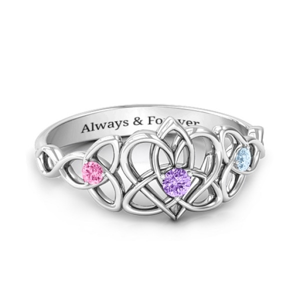Sterling Silver Celtic Heart Three Band Ring