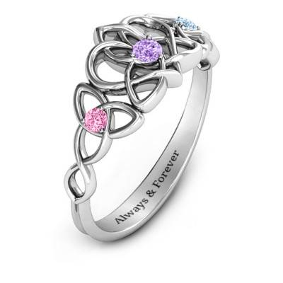 Sterling Silver Celtic Heart Three Band Ring