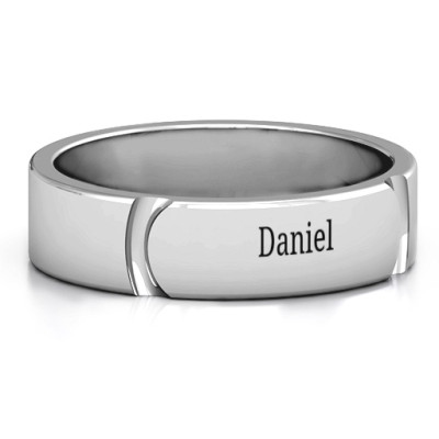 Men's Tungsten Curved Groove Ring - Lysander Style