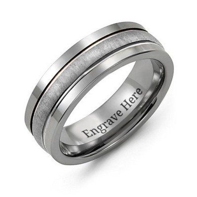 Men's Tungsten Brushed Center Wedding Band Ring
