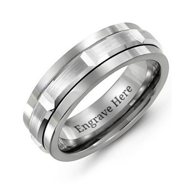 Tungsten Men's Polished Centre Tungsten Band Ring - By The Name Necklace;