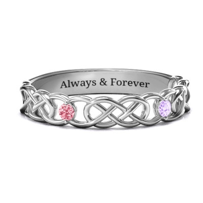 Two-Stone Interwoven Infinity Ring  - By The Name Necklace;