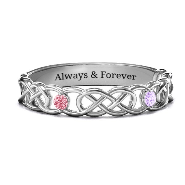 Interwoven Two Stone Infinity Ring