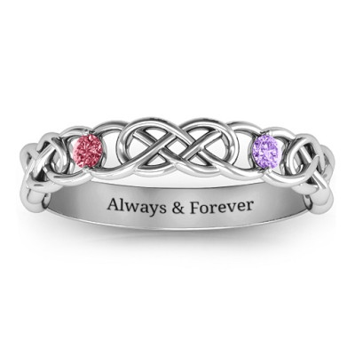 Interwoven Two Stone Infinity Ring