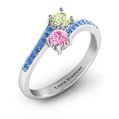 Two-Stone Filigree Ring with Sparkling Accents
