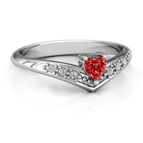 Sterling Silver Heart-Shaped Accent Ring