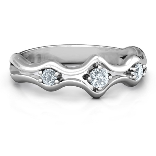 Silver Wave Three-Piece Ring