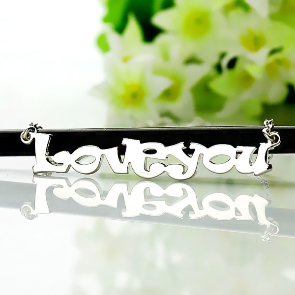 Personalised 18ct White Gold Plated Name Necklace with Ravie Carton Font