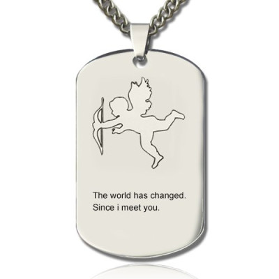 Cupid Man's Dog Tag Name Necklace - By The Name Necklace;