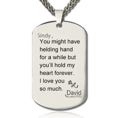 Man's Dog Tag Love and Family Theme Name Necklace - By The Name Necklace;