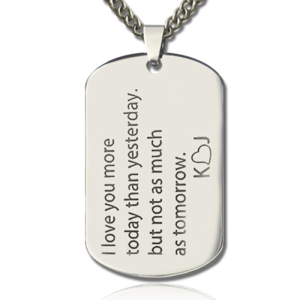 Engravable Personalised Dog Tag Pendant Necklace With "Love Song
