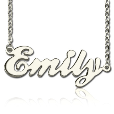 Personalised Cursive Script Name Necklace in 18ct Solid White Gold
