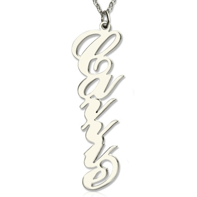 Customised Vertical "Carrie" Name Plate Necklace Sterling Silver
