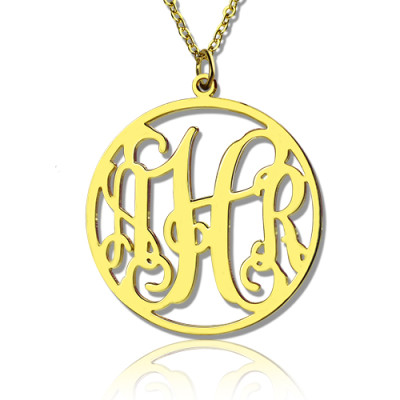 18ct Gold Plated Circle Monogram Necklace - By The Name Necklace;
