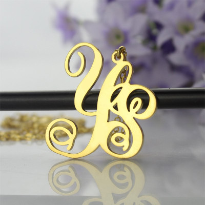18ct Gold Plated 2 Initial Monogram Necklace - By The Name Necklace;