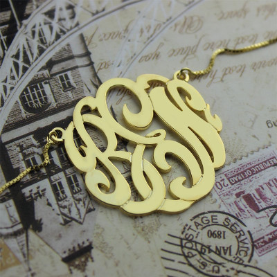 18ct Gold Plated Hand-painted Monogram Necklace - Large