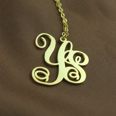 18ct Gold Plated 2 Initial Monogram Necklace - By The Name Necklace;