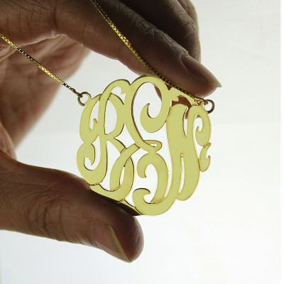 18ct Gold Plated Hand-painted Monogram Necklace - Large