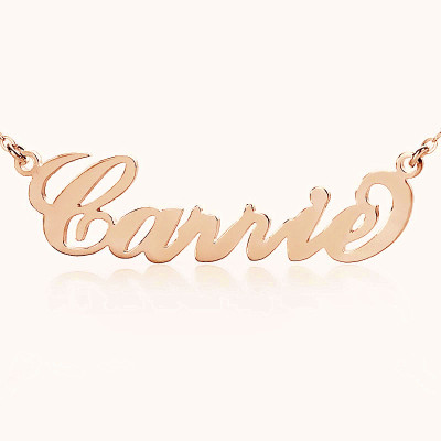 Personalised Carrie Name Necklace 18ct Solid Rose Gold - By The Name Necklace;