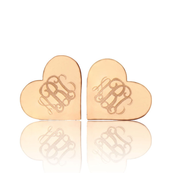 Personalised Custom Monogram Earrings Studs 18ct Rose Gold