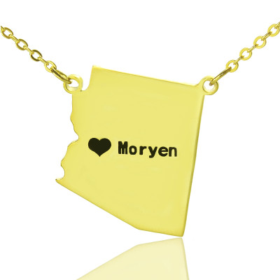 Personalised Arizona Heart-Shaped Pendant Necklace with Custom Name, Gold Plated