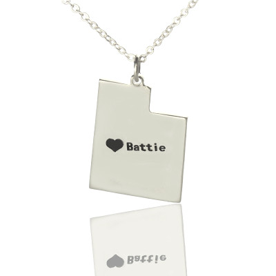 Utah State Necklaces With Heart  Name Silver - By The Name Necklace;
