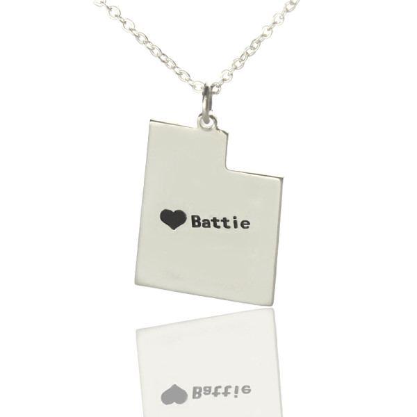 Silver Name Necklace with Heart Charm - Utah State Jewellery