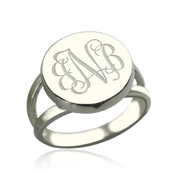925 Sterling Silver Customised Circle Monogram Signet Ring