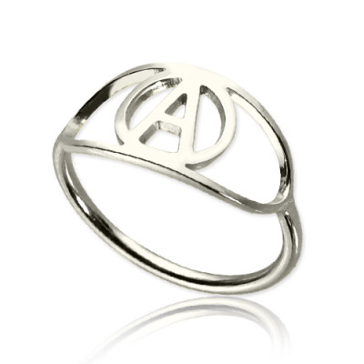 Custom Initial Eye Ring in Sterling Silver