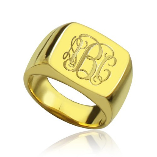 18ct Gold Plated Fashion Monogram Initial Ring - By The Name Necklace;