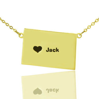 Gold Plated Colorado State Necklace Featuring Heart Shaped Name