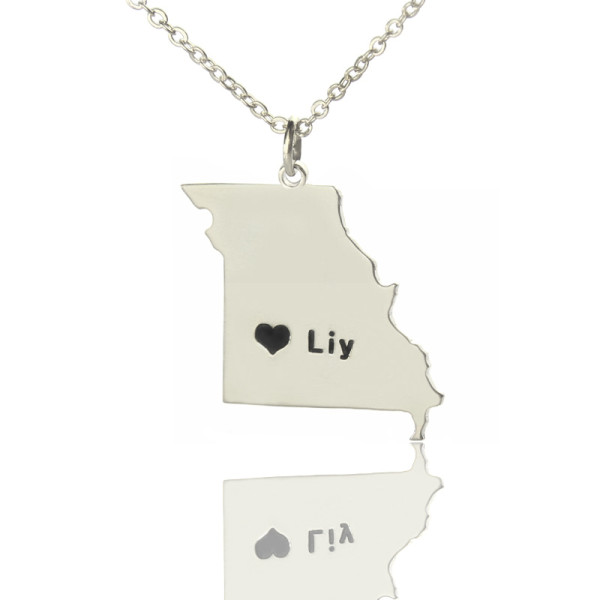 Personalised Missouri Love Necklace with Engraved Name in Sterling Silver