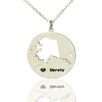 Personalised AK Disc Nameplate Necklace With Heart Engraved in Silver
