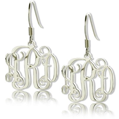 Custom Engraved Sterling Silver Monogram Earrings