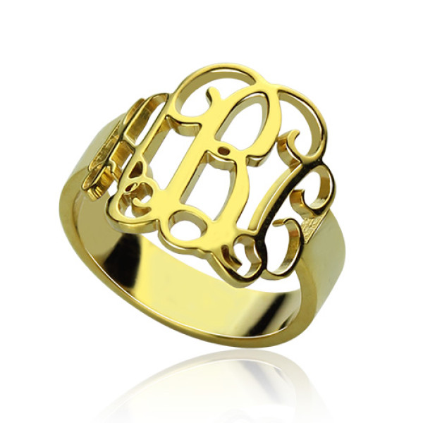 18ct Gold Plated Monogram Ring Cut Out - By The Name Necklace;